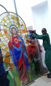 Installation of stained glass Angola